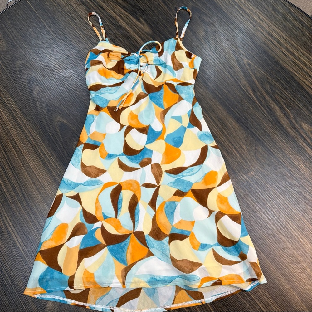 NWT Y2K Style Abercrombie and Fitch Mini Tank Dress Size XXSP Abstract Color